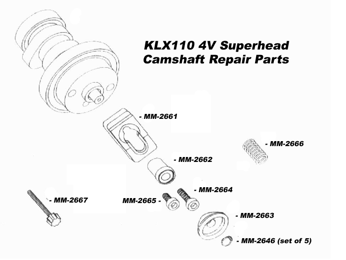 Takegawa 4V Decomp Camshaft Repair Parts - KLX110