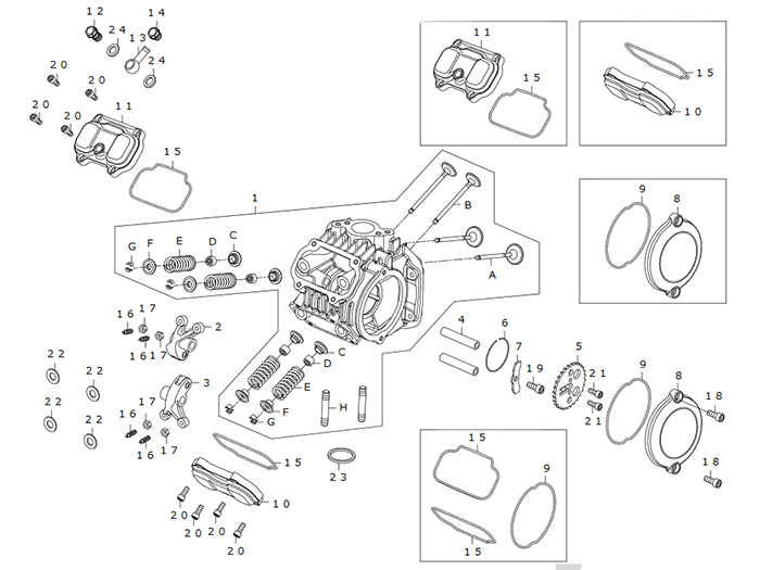 Takegawa 4V Superhead Repair Parts - Grom